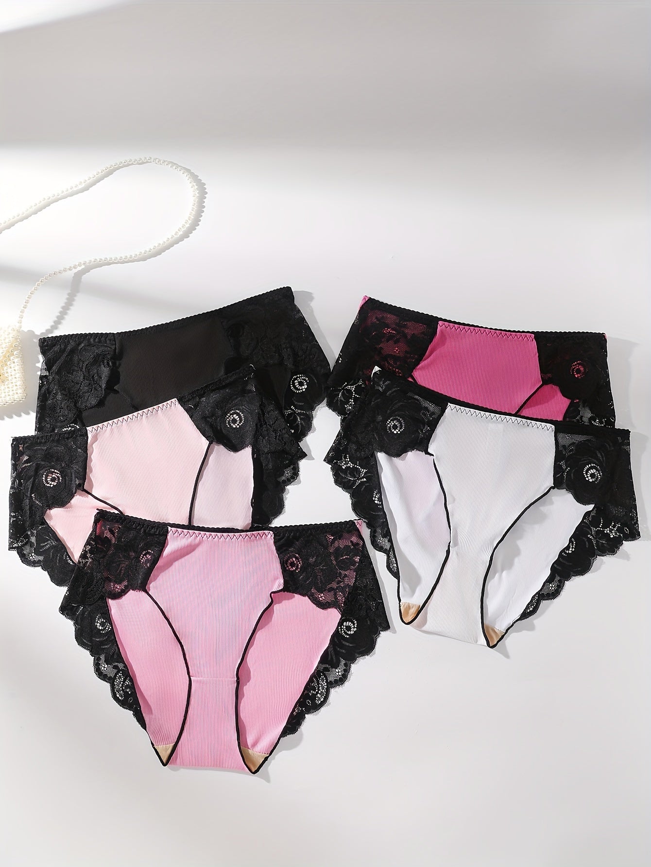 5 Pack Plus Size Lace Seamless Comfort Soft Panties Set
