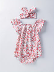Newborn Infant Floral Romper Bodysuit & Headband for Baby Girls
