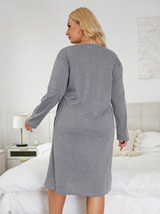 Casual Nightdress Women's Plus Letter Print Long Sleeve