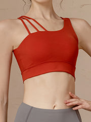Asymmetrical Neck Sporty Top High Stretch Crop Top