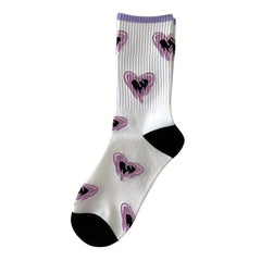 7 Heart Print Socks Women's Stockings & Hosiery
