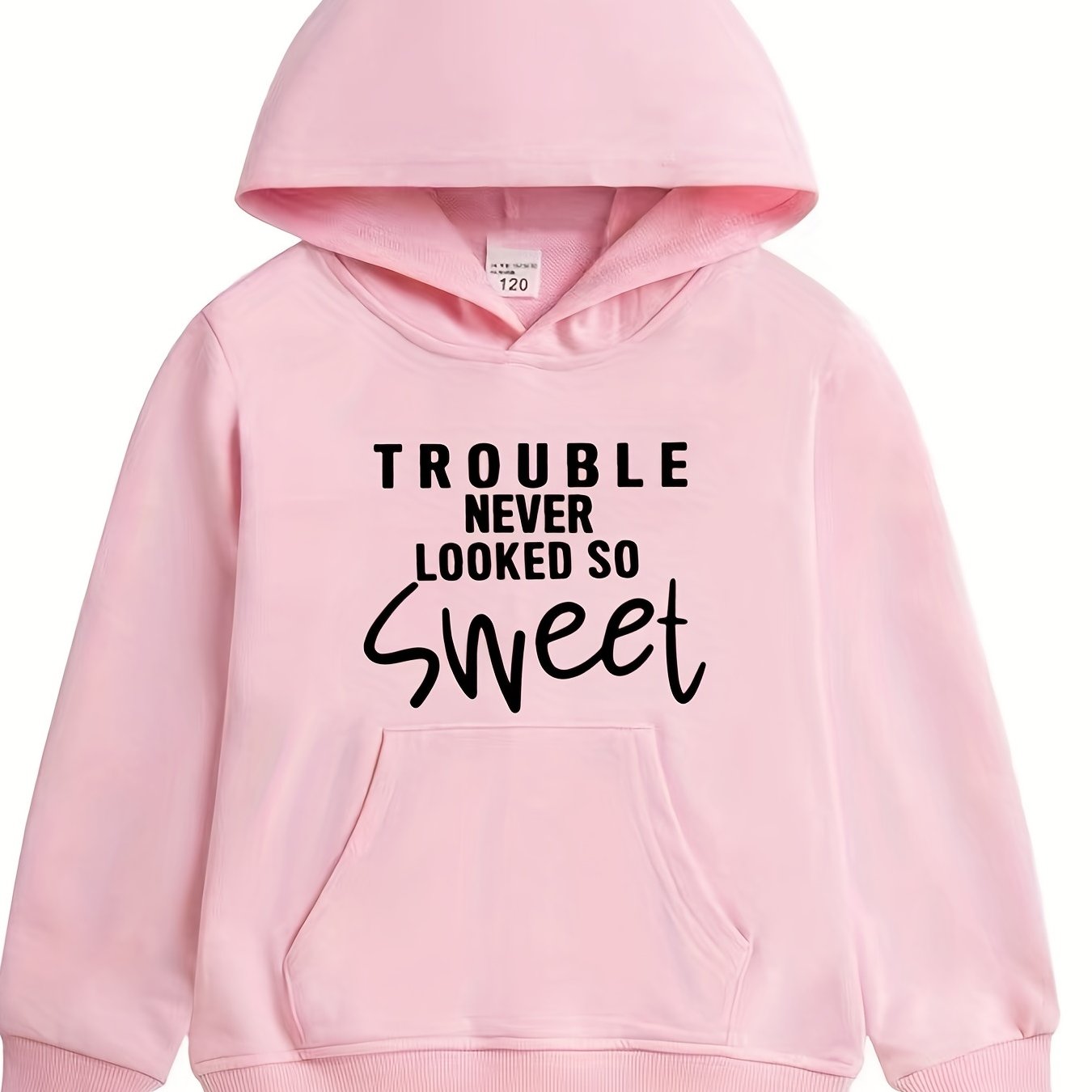 Girls Sweet Trouble Print Hooded Sweatshirt