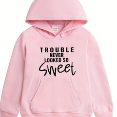 Girls Sweet Trouble Print Hooded Sweatshirt