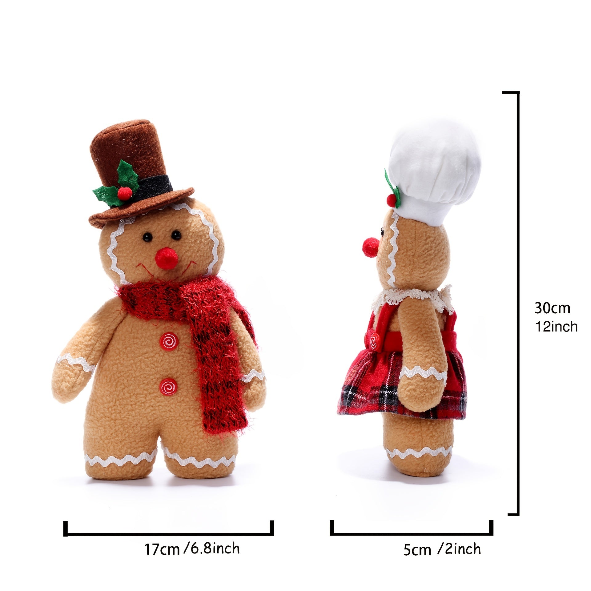 12in Christmas Gingerbread Man Plush Toy Stuffed Soft Gift