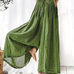 Casual Ruched Wide Leg Jumpsuit Sleeveless Drawstring Summer Jumpsuit