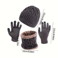 Winter Knitted Hat Scarf Gloves Set For Women Men