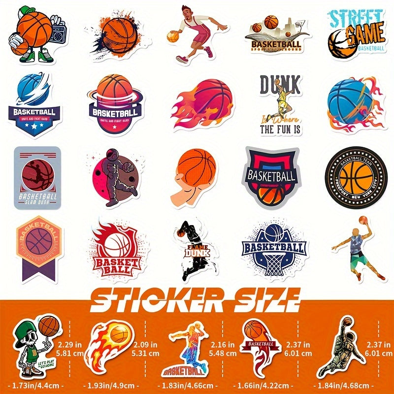 50pcs Graffiti Basketball Stickers for Luggage, Computer, Notebook & More