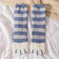 Cartoon Cat Claw Print Socks Warm & Fuzzy Stockings