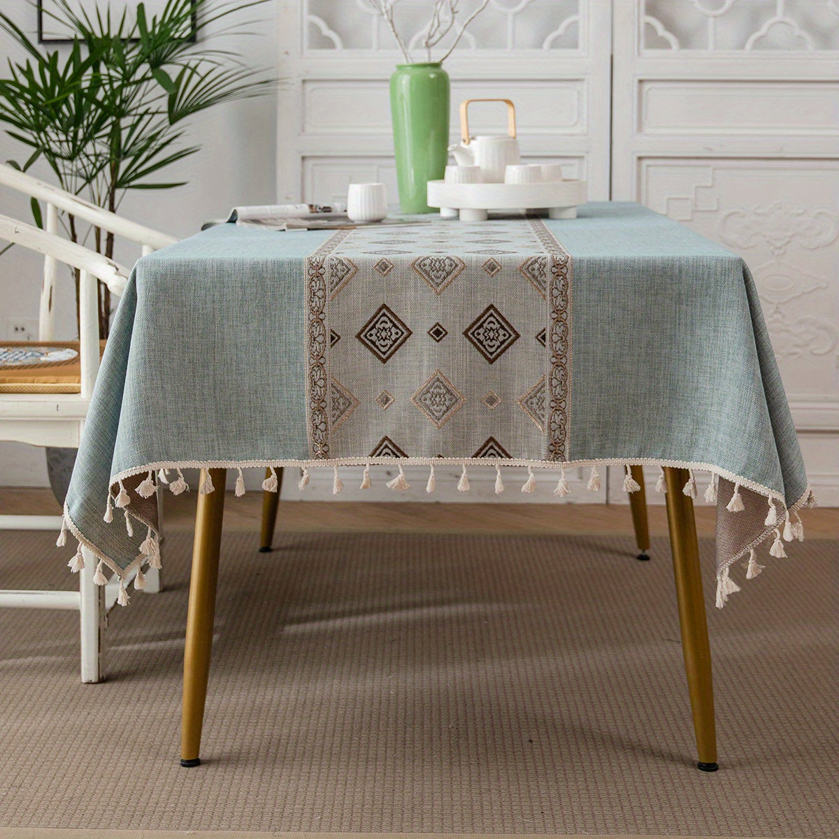 Durable Tablecloth for Dining Room Kitchen Living Room TV Cabinet Co