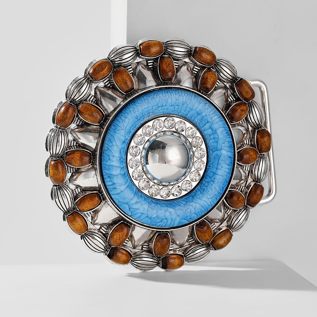 Boho Beads Turquoise Belt Buckle Vintage Round Cowboy Cowgirl Belt