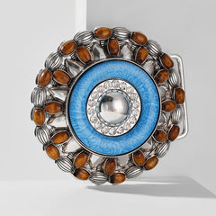 Boho Beads Turquoise Belt Buckle Vintage Round Cowboy Cowgirl Belt