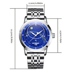 KUERST Steel Belt Automatic Mechanical Watch Waterproof Luminous Starry Sky
