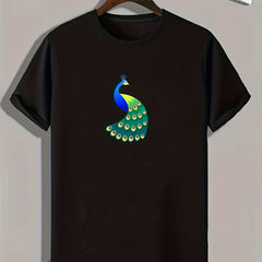Peacock Print Men's Comfy T-Shirt for Outdoor Summer