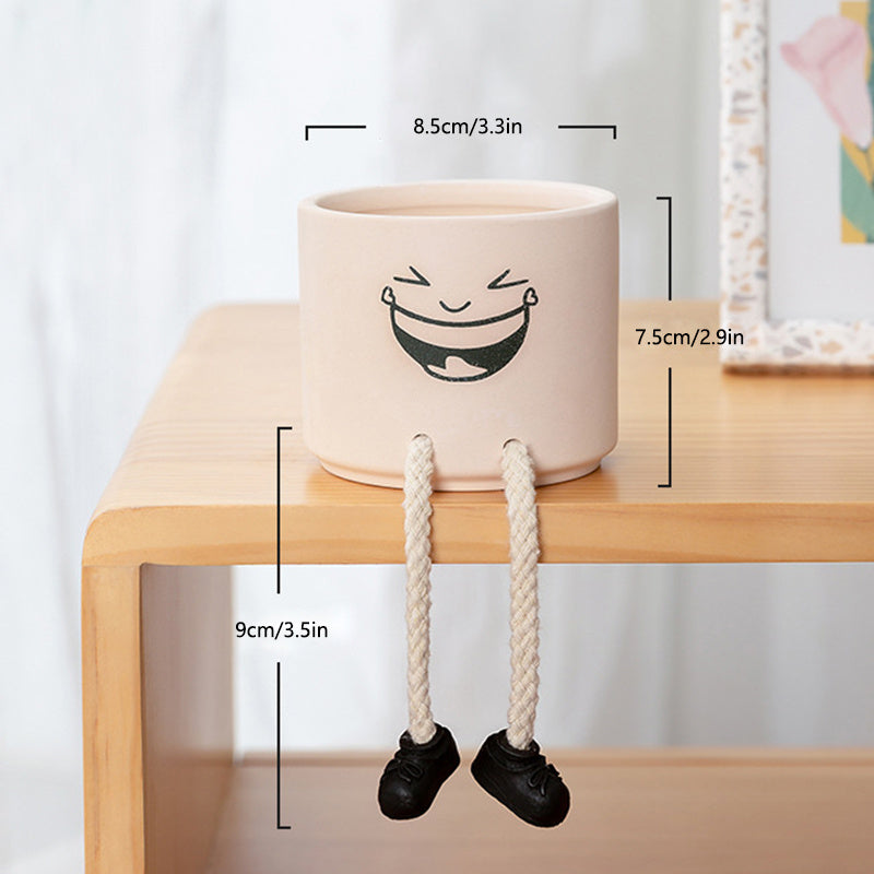 Creative Emoticon Pendant Doll Ceramic Flower Pot Succulent Plant Pot