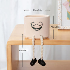 Creative Emoticon Pendant Doll Ceramic Flower Pot Succulent Plant Pot