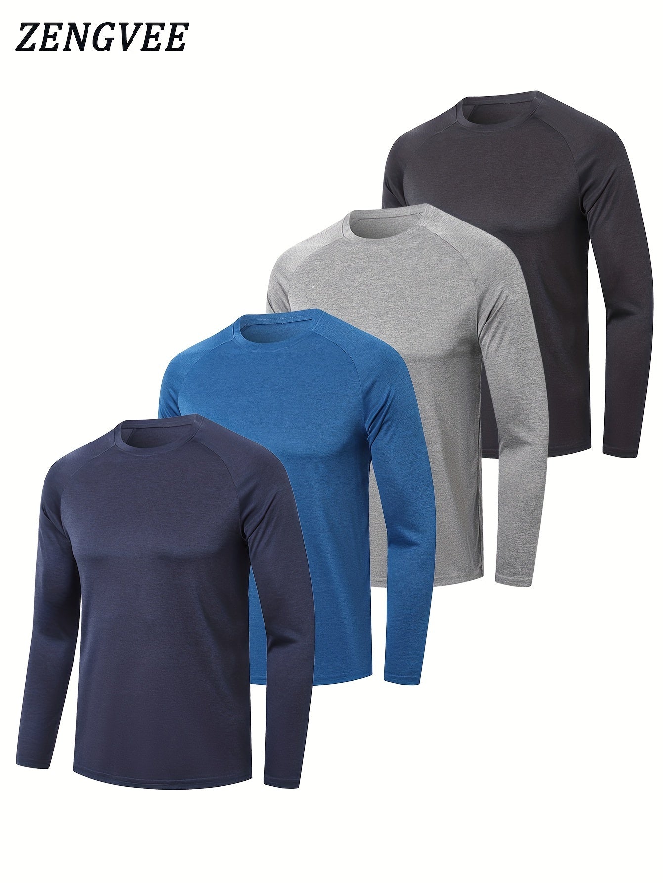4 Pcs Men's Compression T-shirts Crew Neck Quick Drying Fitness Training