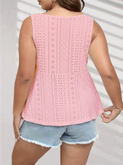 Eyelet Embroidered V Neck Peplum Top