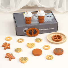 Kids Wooden Coffee Cookie Toy Set with Tray - Perfect Birthday Gift