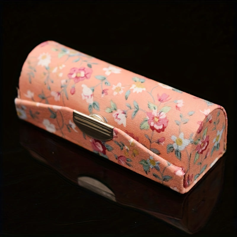 Flower Lipstick Case Holder with Mirror for Purse Travel