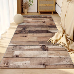 Wooden Print Area Rug Light Style Floor Mat Washable Home Decor Soft Non-slip