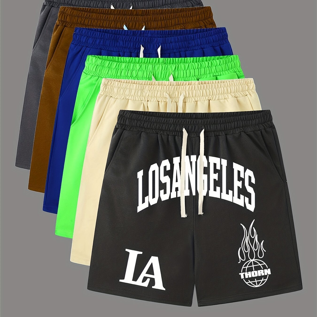 LOS ANGELES Print Men's Street Style Shorts
