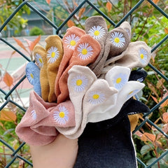 10 Pairs Floral Embroidery Ankle Socks Soft Lightweight Women's Stockings