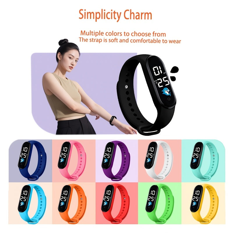 12pcs Silicone Strap Electronic Watch Sports Bracelet