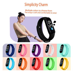 12pcs Silicone Strap Electronic Watch Sports Bracelet