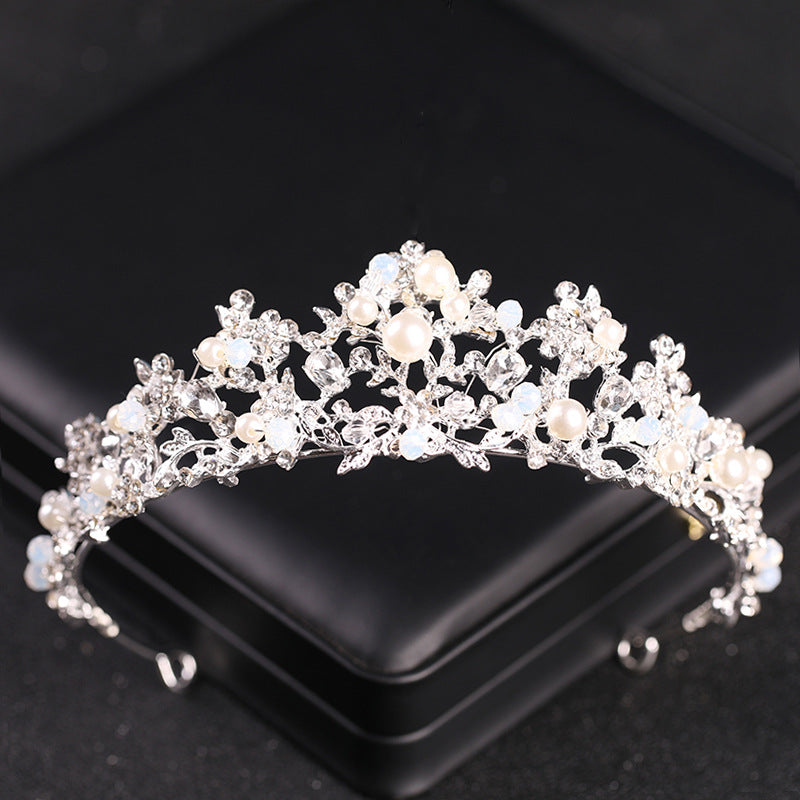 Silvery Crystal Faux Pearl Tiaras And Crowns Headband Rhinestone Hairband Bride