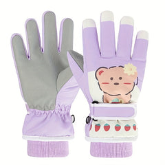 Winter Cartoon Skiing Gloves Warm Touch Screen Outdoor Playing Gloves