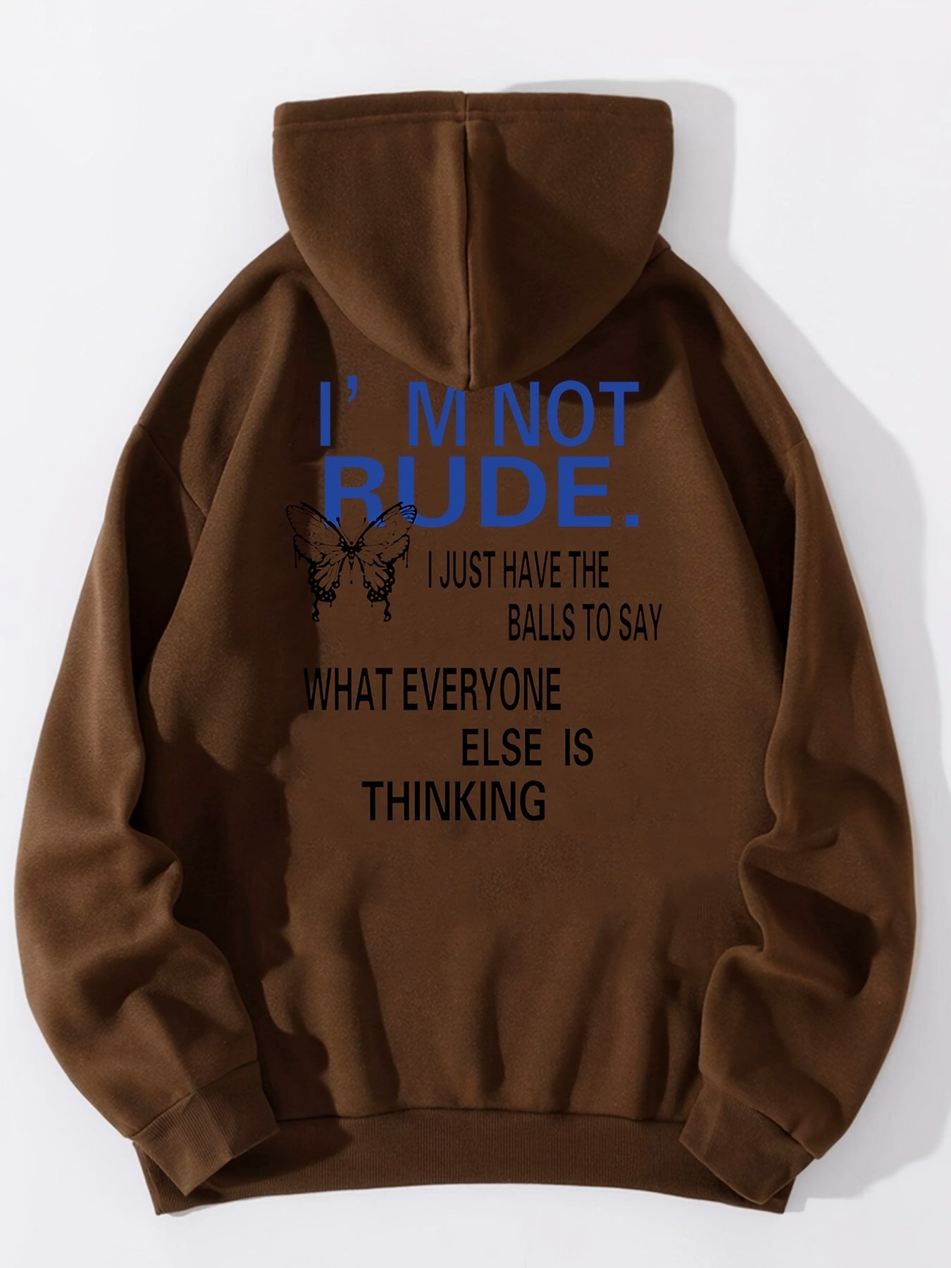 Butterfly Print Drawstring Hoodie Long Sleeve Sweatshirt