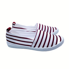 Women's Striped Flat Loafers Casual Slip On Walking Shoes