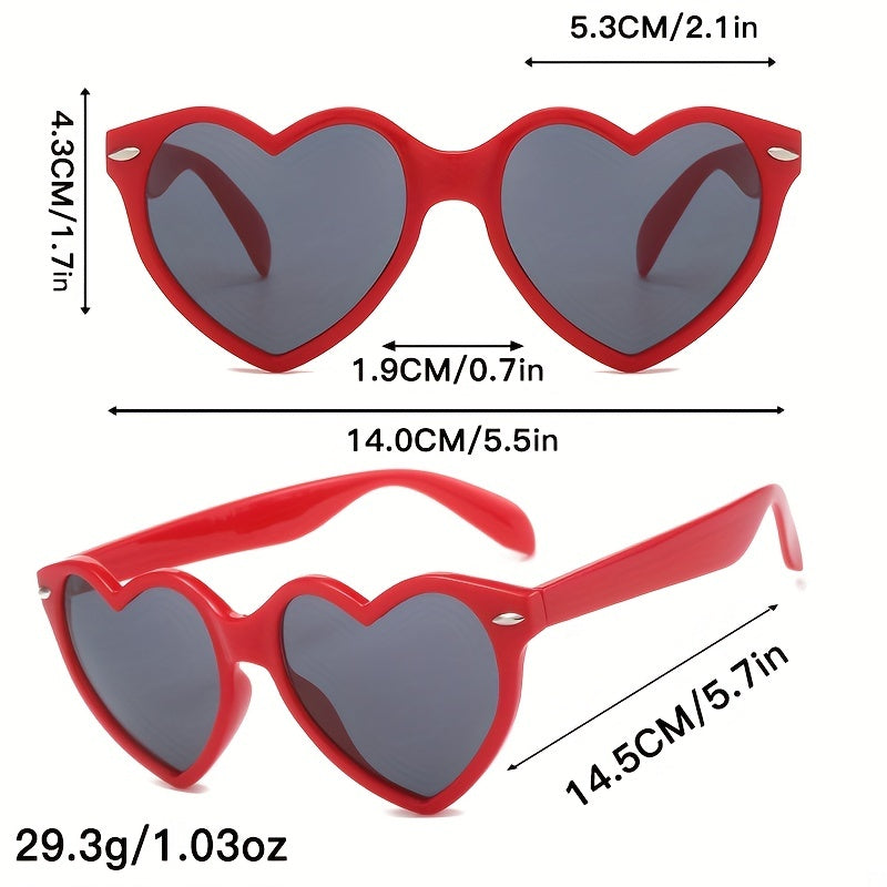Y2K Heart Sunglasses Love Theme Rivet Decor UV400