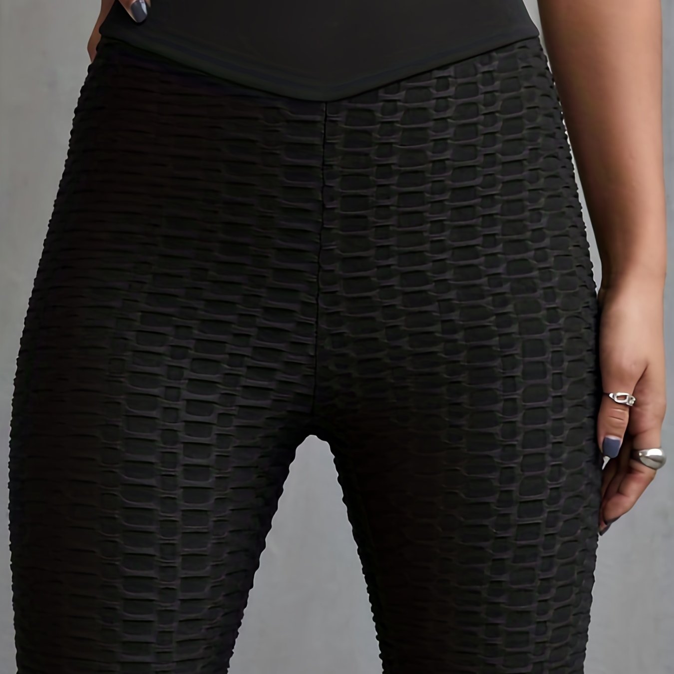 Solid High Waist Skinny Leggings Stretchy Cropped Leggings Women's Clothing