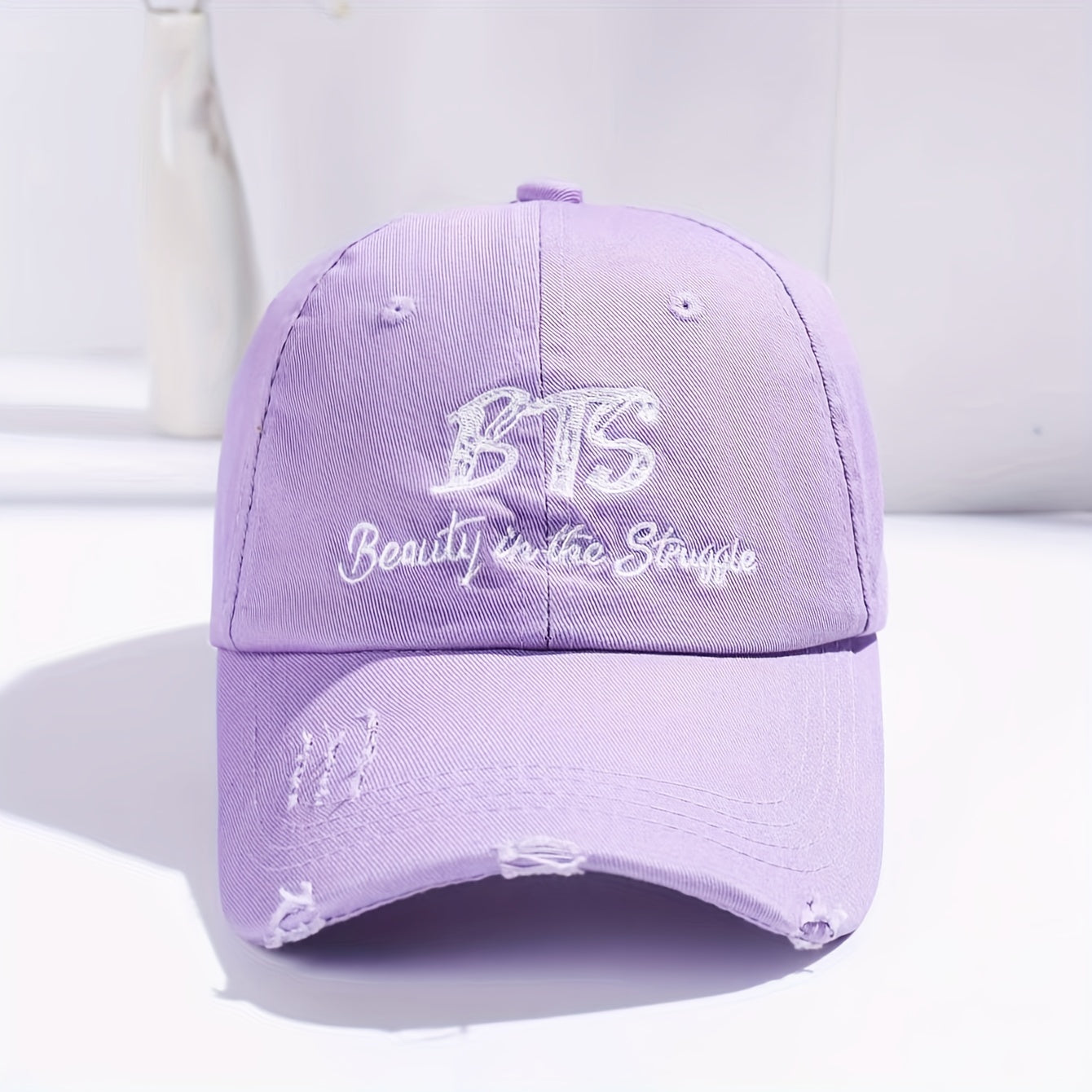 B T S Distressed Denim Baseball Cap