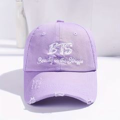 B T S Distressed Denim Baseball Cap