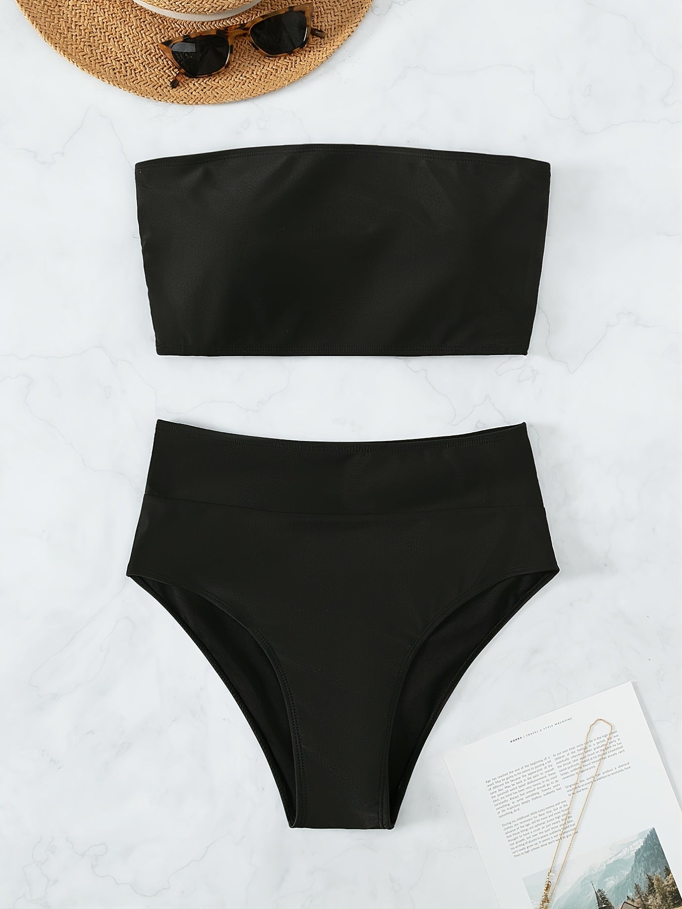 High Waist Tube Top Bikini Set