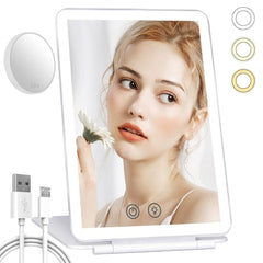 USB Rechargeable LED Vanity Mirror with 10x Magnification