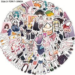 60pcs Cartoon Flower Girl Graffiti Stickers Waterproof DIY Sticker Pack