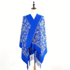 Cashmere Embroided Scarf Long Warm Tassel Shawl