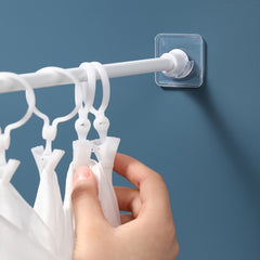 2pcs Clear Adhesive Curtain Rod Brackets Adjustable Wall Mount Holders