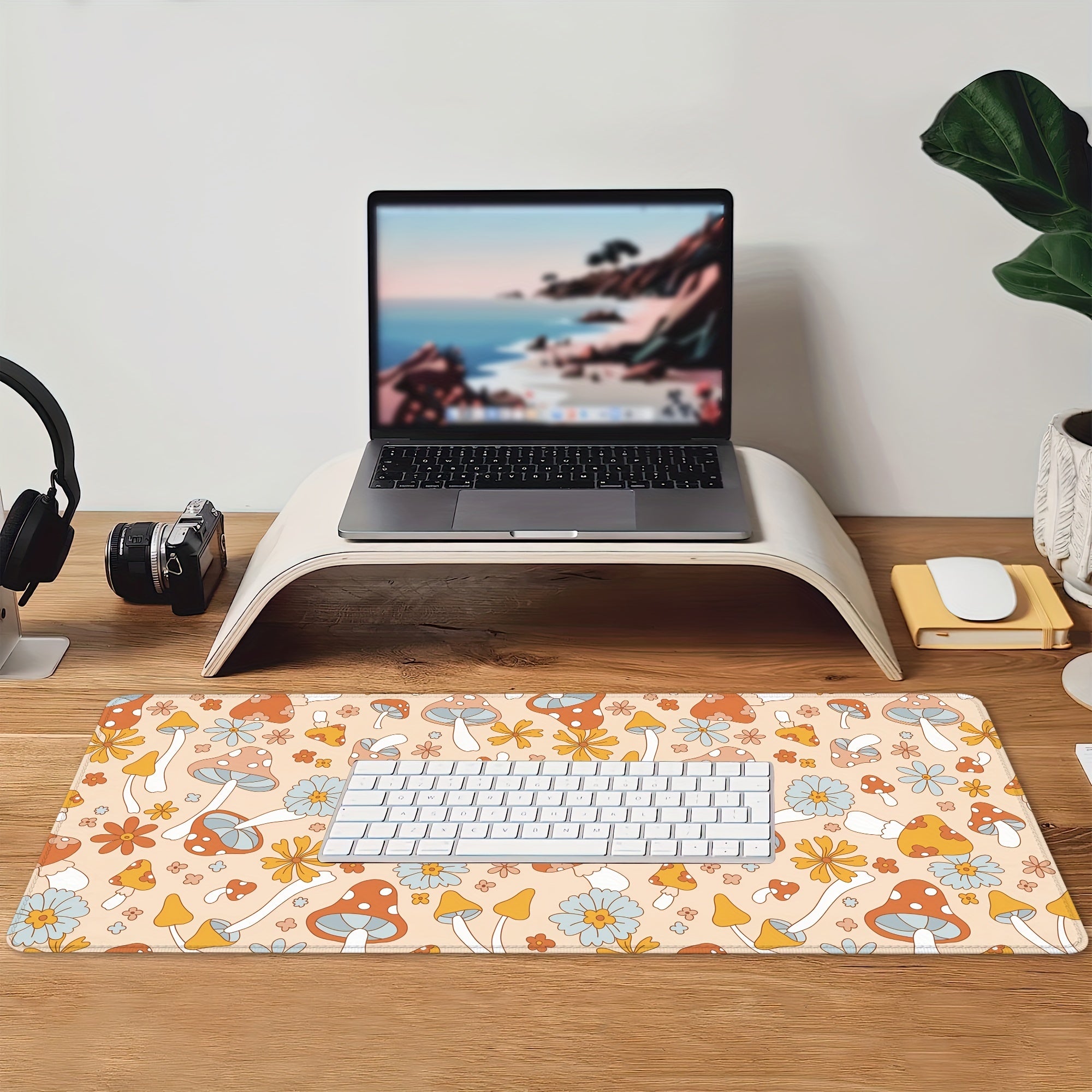 Retro 70s Floral Hippie Mushrooms Gaming Mouse Pad