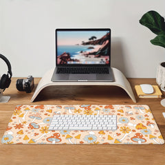 Retro 70s Floral Hippie Mushrooms Gaming Mouse Pad
