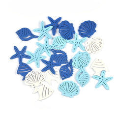 50pcs Mediterranean Wooden Craft Shapes for Beach Weddings Coastal Home Decor