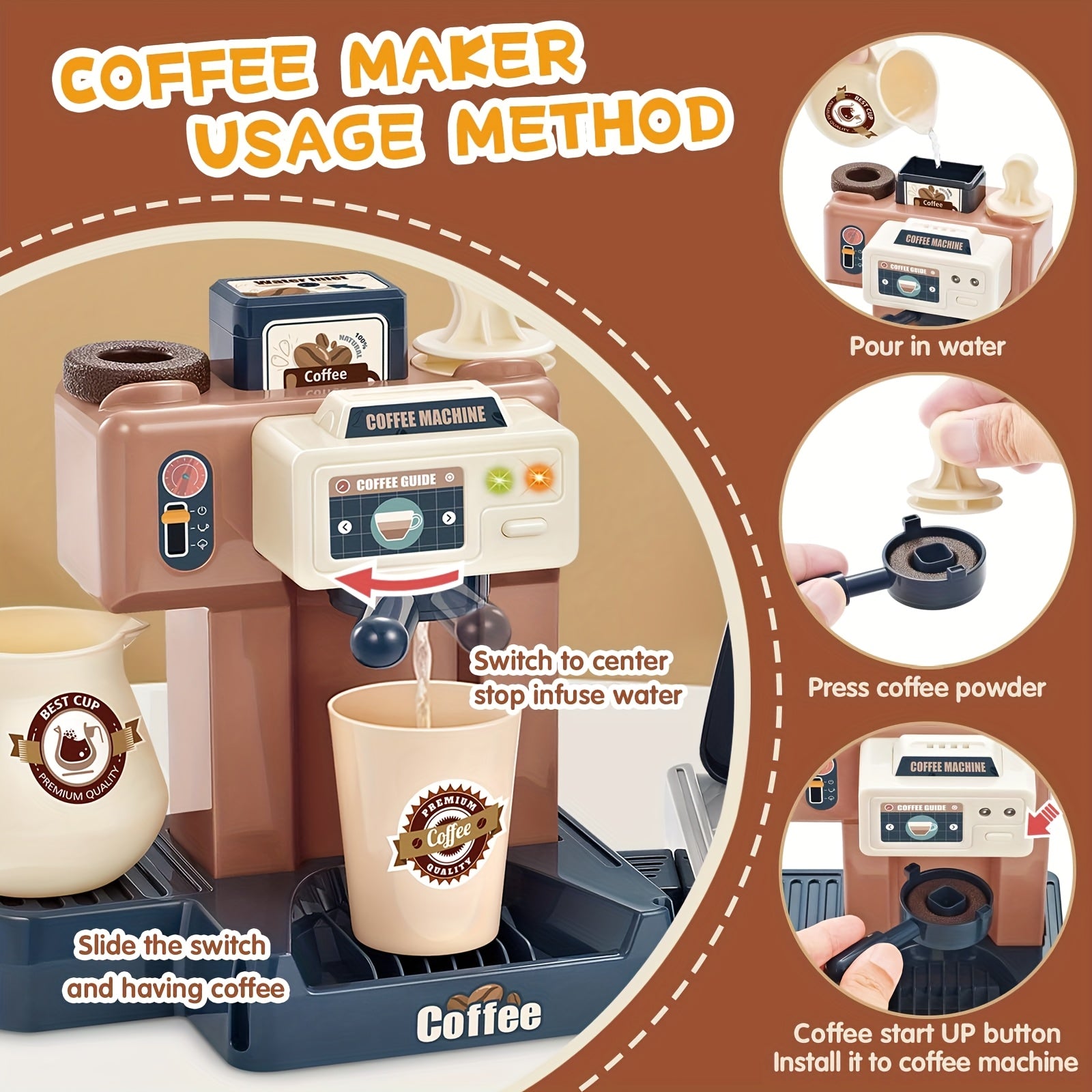 Kids Supermarket Cashier Play Set Coffee Shop Toy