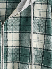 Plaid Crop Jacket Hooded Zipper