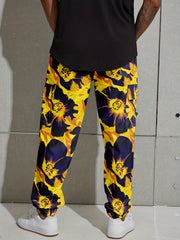 Flower Print Men's Cargo Jogger Pants