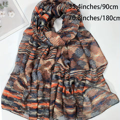 Boho Striped Chiffon Scarf Vintage Hijab Casual Shawl Head Wrap Turban