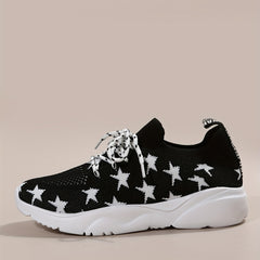 Women's Star Pattern Woven Running Shoes Lightweight Sneakers