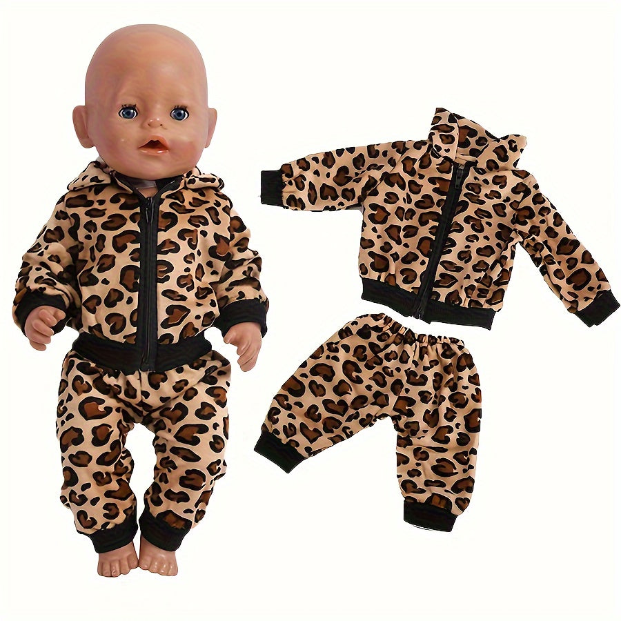 Leopard Print Baby Clothes Set for 16-18 Inch Dolls - No Doll
